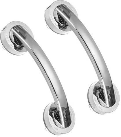 QUARKZMAN 2 Barre Di Appiglio Per Vasche E Docce 7.6 Maniglie Per Porte E Finestre In Vetro Specchiato Potenti Ventose Per Doccia Barre Di Sicurezza Antiscivolo Colore Argento