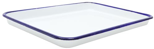 Color Claro Bandeja Esmaltada Rectangular 27x19 CM para Horno y Asar | Superficie Lisa, Conducción Rápida del Calor, Apta para Congelador, Diseño Compacto para Cocina y Restaurante Color Aleatorio