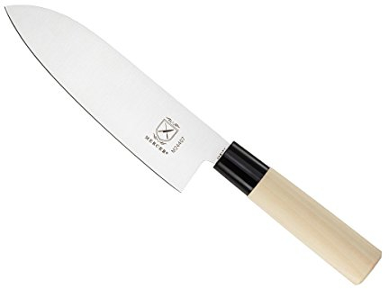 Mercer Culinary Asian Collection Knives 7-inch Santoku Knife Wooden Handle