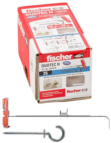 Fischer Tasselli per Cartongesso Duotec 10 H con Occhiolo Aperto, Grigio, 10 mm con Gancio