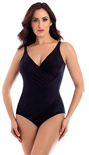 Miraclesuit Women's Swimwear DD-Cup Solids Oceanus Tummy Control Underwire Bra One Piece Swimsuit, Black, 10DD