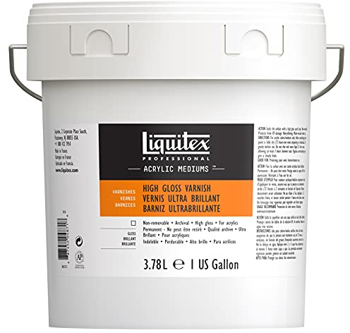 Liquitex 5836 Professional hochglänzender Firnis für Acrylfarben, hochelastisch, universell einsetzbarer Schlussfirnis in Archivqualität - 3,78 Liter Eimer, Transparent Hochglanzlack