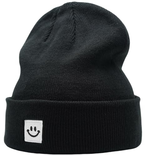 55cube Beanie Hats for Men Women Black