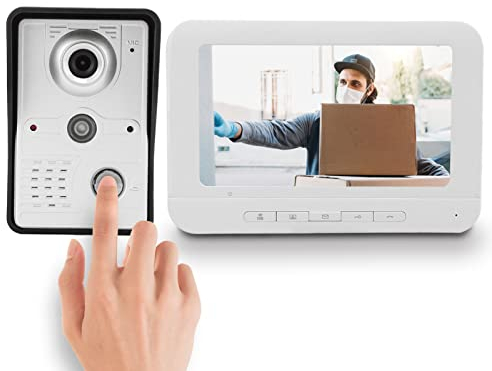 Videocitofono, Campanello Video con Display 7 Pollici Supporto rilevamento Movimento per Visione Notturna Monitoraggio sblocco remoto Citofono bidirezionale