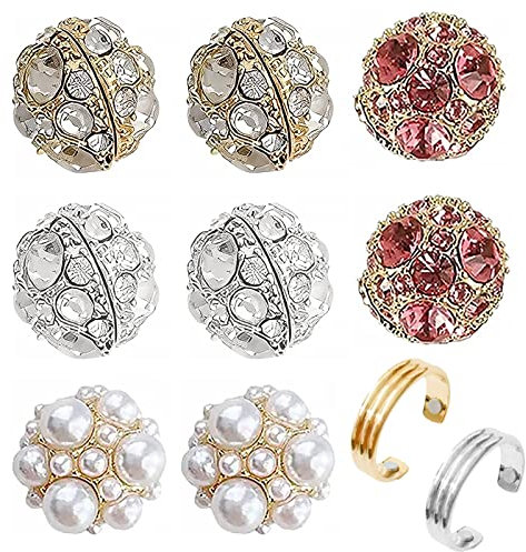 Acupressure Magnettherapie-Ohrringe - 4 Paare Kugelmagnet, Nicht Durchbohrte Magnet-Ohrringe für Damen und Herren, Lymphdrainage