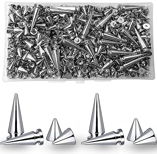 230 Sets Kegel Spikes, MaehSab Metall Baum Spikes Screwback Spike Studs Nieten für Halloween Cosplay DIY Lederhandwerk Dekoration Punk Rock Stil Kleidung Zubehör (Silber)