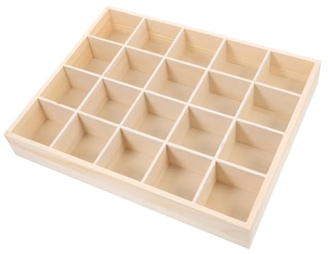 SEWACC Wooden Drawer Organizer 20 Grids Storage Box for Socks Keys Panties Closet Cabinet Organizer Underwear Storage Box for Home Office Use