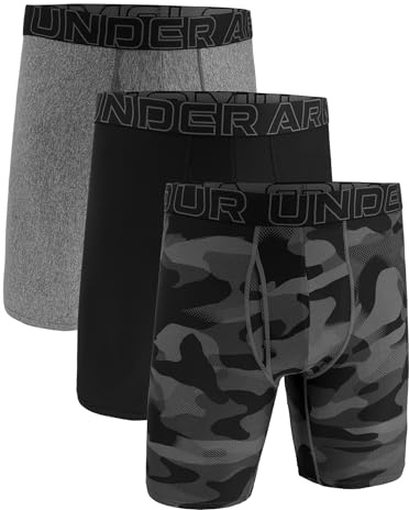 Under Armour Men's Multi-pack Performance Tech Long-leg Boxer Brief, 9 Inseam, All-day Comfort, Camo/Black/Gray, 3XL