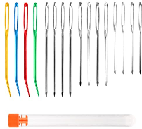 16 Pcs Large Eye Blunt Needles - Assorted Sizes Darning Needles for Crochet, Wool, Tapestry, Yarn, Sewing, Knitting, DIY Crafts