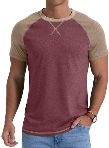 QIXING Herren T-Shirt aus Baumwolle Kurzarm Rundhals Sommer T Shirt Leicht Regular Fit Atmungsaktiv Casual Oberteile