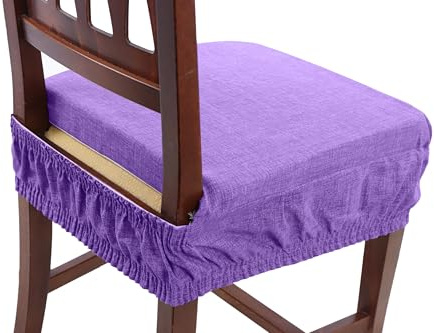 Viterbo Biancheria Set 6 Cuscini Sedia - Coprisedia Imbottiti - Vesto Molla con Elastico Tinta Unita Imbottiti Nuovi Colori (Lilla)