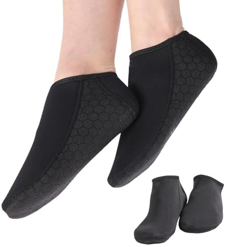 Lunaobrik Bootie-di Neoprensocken | 2x Wasserflossensocken - Trampolinschuhe Surfausrüstung Unisex für Männer Frauen, Schwarz, M