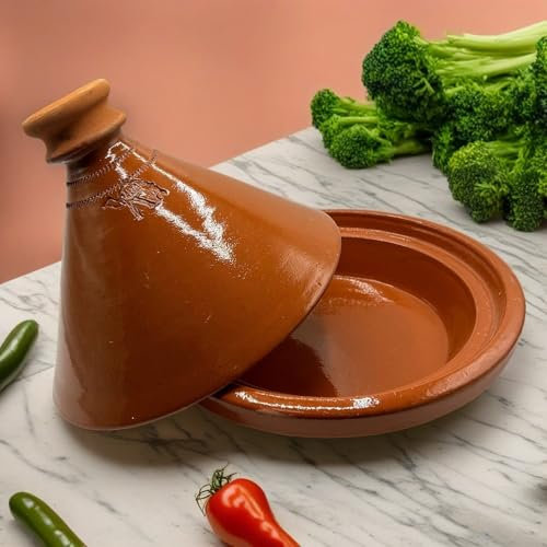 Tajine XL 35 cm in Terracotta Dipinta a Mano – Pentola Tradizionale Marocchina/Tunisina + Ebook Gratuito 1404251132