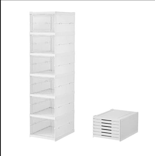 BDIT ACCESORI Scatole per scarpe - Organizer per scarpe in plastica, 6 scatole portaoggetti in plastica rigida trasparente, scarpiera impilabile con porta magnetica, organizer per scarpe armadio.