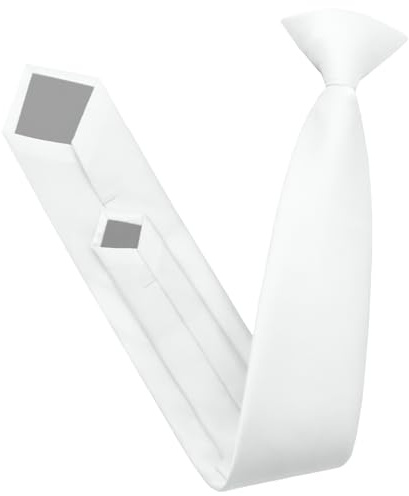 Gsyziux Clip on Ties for Men, Solid Color Mens Tie Classic Men's Neckties for Wedding Party Business Church Date (White)