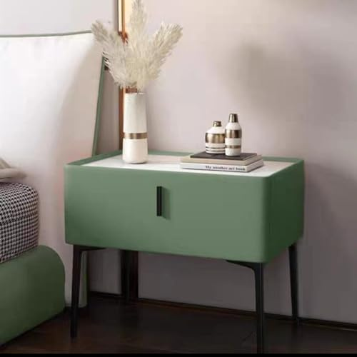 Minimalistiskt nattduksbord med 1 låda för sovrum grönt nattduksbord modernt nattduksbord för boxspring säng kompakt 40 cm/15,74 tum design