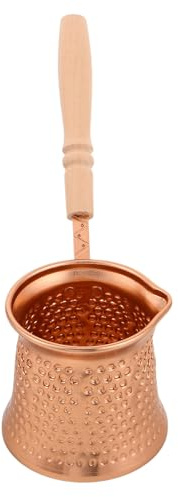 LABRIMP Cafetière Turque Aluminium avec Poignée Bois Compatible Induction et Cuisinière pour Café Lait Chauffé et Camping