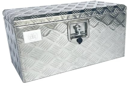 DTR coffre de timon en aluminium 600 x 300 x 300 (2,0 mm) avec serrure et ressort à gaz