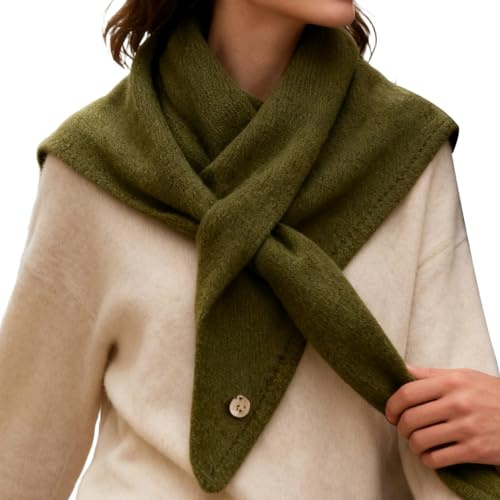 Écharpe Triangulaire – Pure Laine 90x30cm | Foulard Tricoté Perforé | Écharpe De Cou Style Coréen | Accessoire D'Hiver Chaud Et Douillet Pour Vêtements D'Extérieur, Tenues Décontractées Et Utilisation
