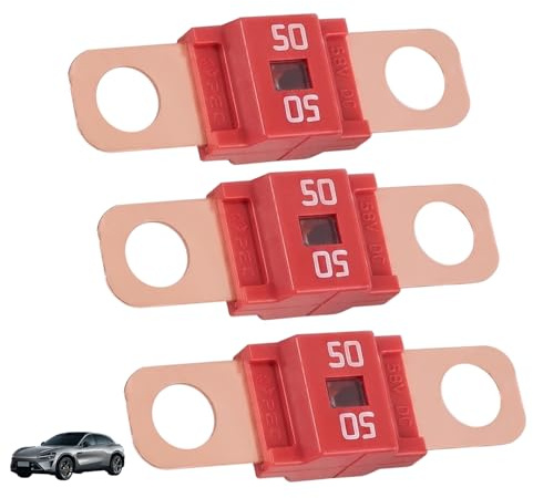3 Piezas Fusibles Midi 50A para Automóvil, Fusible Midi 50A, 12V-58V, Fusibles Midi Atornillables de Alta Corriente, para Coches, Camiones, Vehículos de Construcción, Autobuses