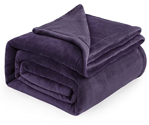 Bedsure Fleece Blanket King Size for Bed - Soft Cosy Fluffy Throw Blankets, Warm Large Throws for Audlts, Purple, 270x230 cm