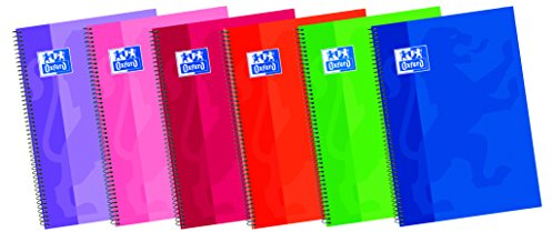 Oxford Notizbuch Foolscap 80 Blatt Millimeterpapier mit Rand, mit hartem Deckblatt, Sortiert