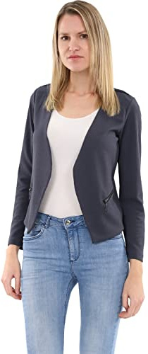 Malito – Dam blazer långärmad – enfärgad jerseyblazer – kort basjacka – sweatblazer med dragkedja – väska – skräddarsydd kavaj 6040 (storlek S-XXL), Mörkgrå, M