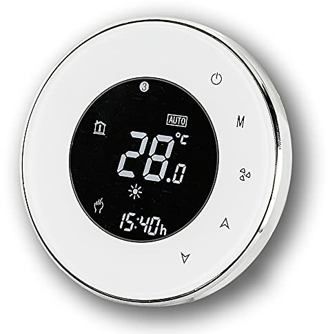 BecaSmart Serie 6000 Termostato Smart Wi-Fi Rotondo per 3A LCD Riscaldamento caldaia Controllo Vocale Google Home Bianca