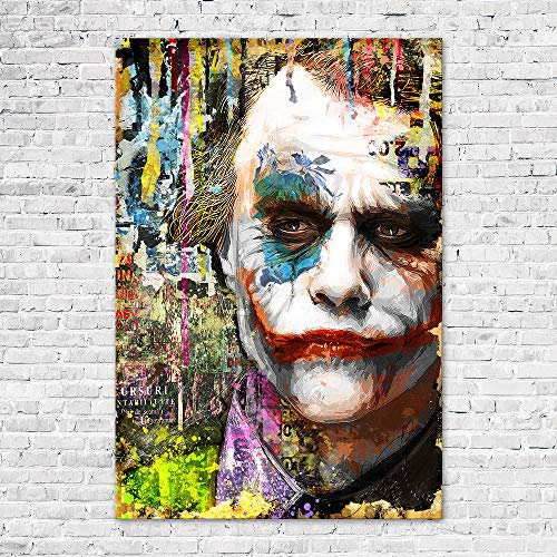 Zabarella Tableau Joker Vintage Toile imprimée sur châssis Pop Art Décoration Murale Salon Chambre (60cm x 90cm) (23inch x 35inch)