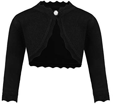 trudge Chaqueta de bolero para niños, cardigan de punto, chaqueta de manga larga para niña, con cuello en V, chaqueta tipo bolero corta para vestido de primera comunión, vestido de bautizo, vestido de