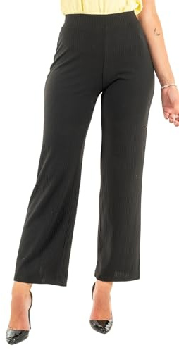 ONLY Pantalon Large Taille élastique Coupe Droite élégante et Confortable pour Femmes, Couleurs:Noir, Taille:L