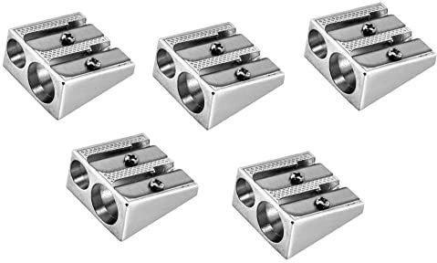 5 Stück Anspitzer Metall Doppelspitzer Bleistiftspitzer Doppelspitzer Metall 2 Größen für normale und dicke Bleistifte Buntstifte, ideal für Schule und Büro