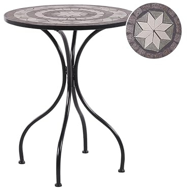 Table d'Extérieur en Métal Noir Style Vintage Décoration Mosaïque Cariati