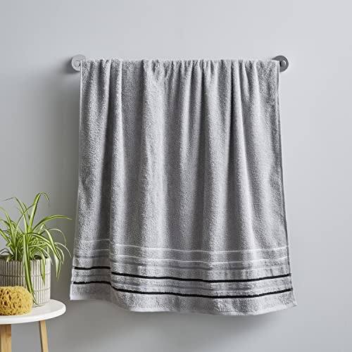 Catherine Lansfield Bathroom Java Stripe 450 gsm Soft & Absorbent Cotton Bath Towel Grey