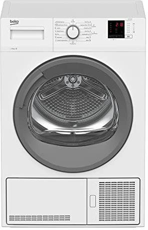 Beko DC 101230 Kondenstrockner, 10 kg, schonende Trommelbewegung, 15 Programme, Multifunktionsdisplay, Sensortrocknung, Knitterschutz, Restzeitanzeige, Kindersicherung, Weiß