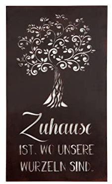 GILDE Wandrelief Gartenbaum Wandbild Metallbild Baum 70x40 Vintage