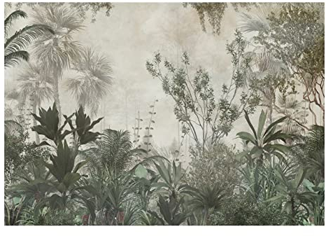 Papel Pintado Selva Plantas Tropical Hojas Botánica Vintage - Incluye Pegamento - Fotomurales Pared Tejido No Tejido Decorativos Murales Fotográfico XXL Moderno Decoración de Paredes (368x254 cm)