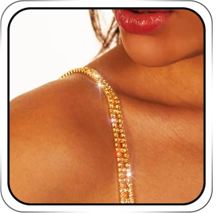 IYOU Tirantes de Brasier de Diamantes de Imitación para Mujer Brasier de Cristal Dorado Tirantes para Discoteca Fiesta Brasier de Hombro Accesorios para Brasier (2 Piezas)