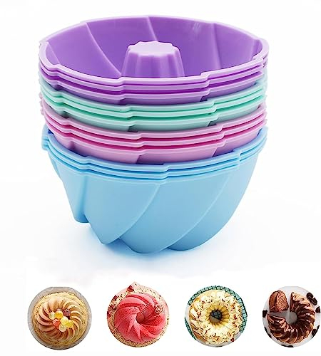 EKKJNQ Puddingform, Tortenringformen aus Silikon, 7,8 cm Durchmesser, 3,6 cm hoch, (12 x Cake4 Colours)