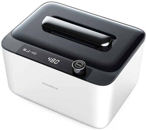 Hogance Ultraschallreiniger 900ML, 50W Ultraschallreinigungsgerät, Ultraschallgerät Reinigungsgerät mit 6 Zeitmodi für Schmuck Brillen Uhren Zahnschutz Schminkpinsel, mit Degas-Modi, Blanco+Negro