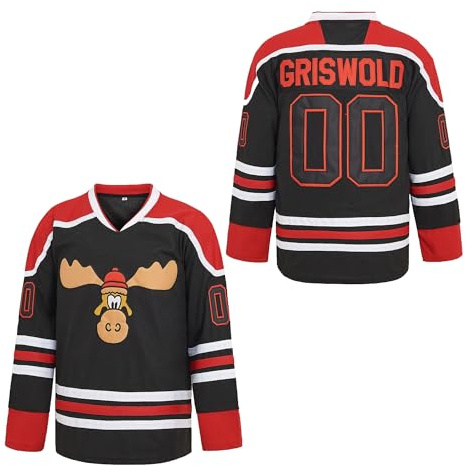 PERC30 Hockey Jerseys #00 Movie for Kids Christmas Stitched Letters and Numbers XS-XL (Black, X-Large)