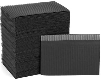 QWORK® 125PCS Disposable Bibs 3-Layer Waterproof Tattoo Bibs - 13''x18'' - Black