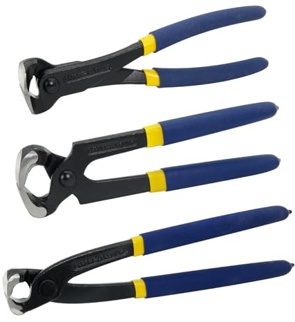MANUFORE 3pcs Nail Puller Pincers Set, 8in Carpenters Pincers, 8in End Cutting Pincers, 8in Tower Pincers Set Nail Remover Tool for Pulling Nails or Cutting Wires