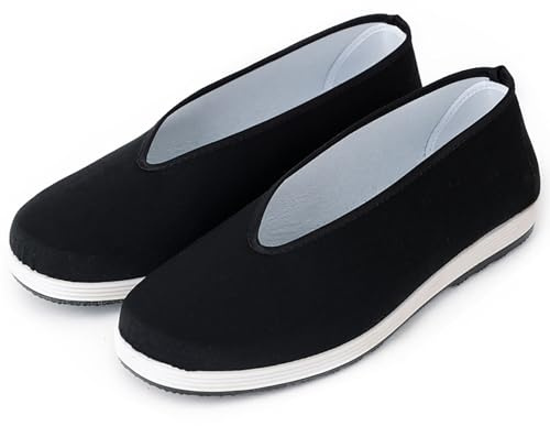 Viaoragiosa Scarpe di Stoffa,Scarpe Taichi per Uomo,Scarpe da Ginnastica Kung Fu Taichi,Scarpe di Stoffa Cinesi,Design con Fascia Elastica,per Lavoro,Passeggiate,Volta Libero e Altre attività,