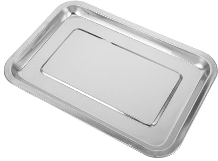 Warmhm Teglia da Forno in Acciaio 32x22 Cm Vassoio Alimentare Rettangolare Finitura a Specchio Bordi Lisci per Cucina Professionale e Uso Domestico