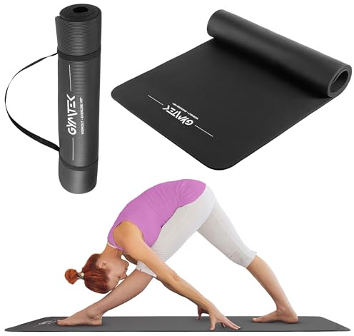 Gymtek Large Tapis Yoga Pliable Antidérapant NBR 190 x 80 x 1 cm, Yoga Mat avec Sangle de Transport, Pilates Accessoires Femme pour Gym, Fitness, Gymnastique, Fitness Tapis de Sport a la Maison