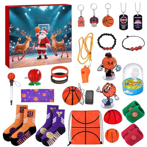 Basketboll adventskalender | 24 dagar samlarobjekt, sportboll advent | för årligt möte semesterfirande skolpriser