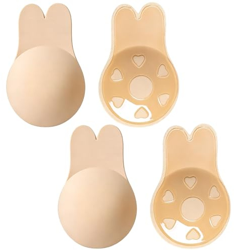 XRYIMYI 2Pair Soutien Gorge Adhésif L, Soutien Gorge Dos Nu Invisible Push U, Push Up Silicone sans Bretelles ilisable Effet Galbant Soutien Gorge Dos Nu Discret pour Robe Soirée Mariage