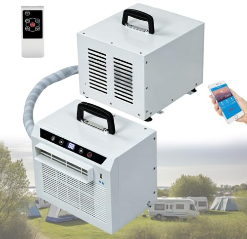 3000 Btu Split-Luftkonditionering, BäRbar Split-Luftkonditionering, Med Wi-Fi Och FjäRrkontroll, 24-Timmars Timer, Handtag På Ovansidan, FöR Hemmet, Kontoret Och Camping 1MConnectingPipe