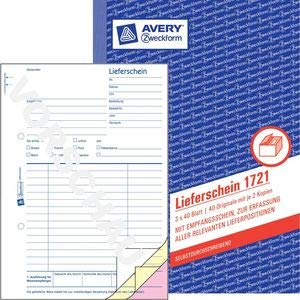 AVERY Zweckform 10 x Formularbuch Lieferschein A5 selbstdurchschreibend VE=3x40 Blatt